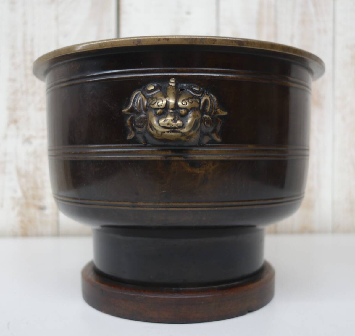 伝統工芸 工芸美術 時代 ＊李朝火鉢 朝鮮半銅火鉢 銅火鉢 手焙