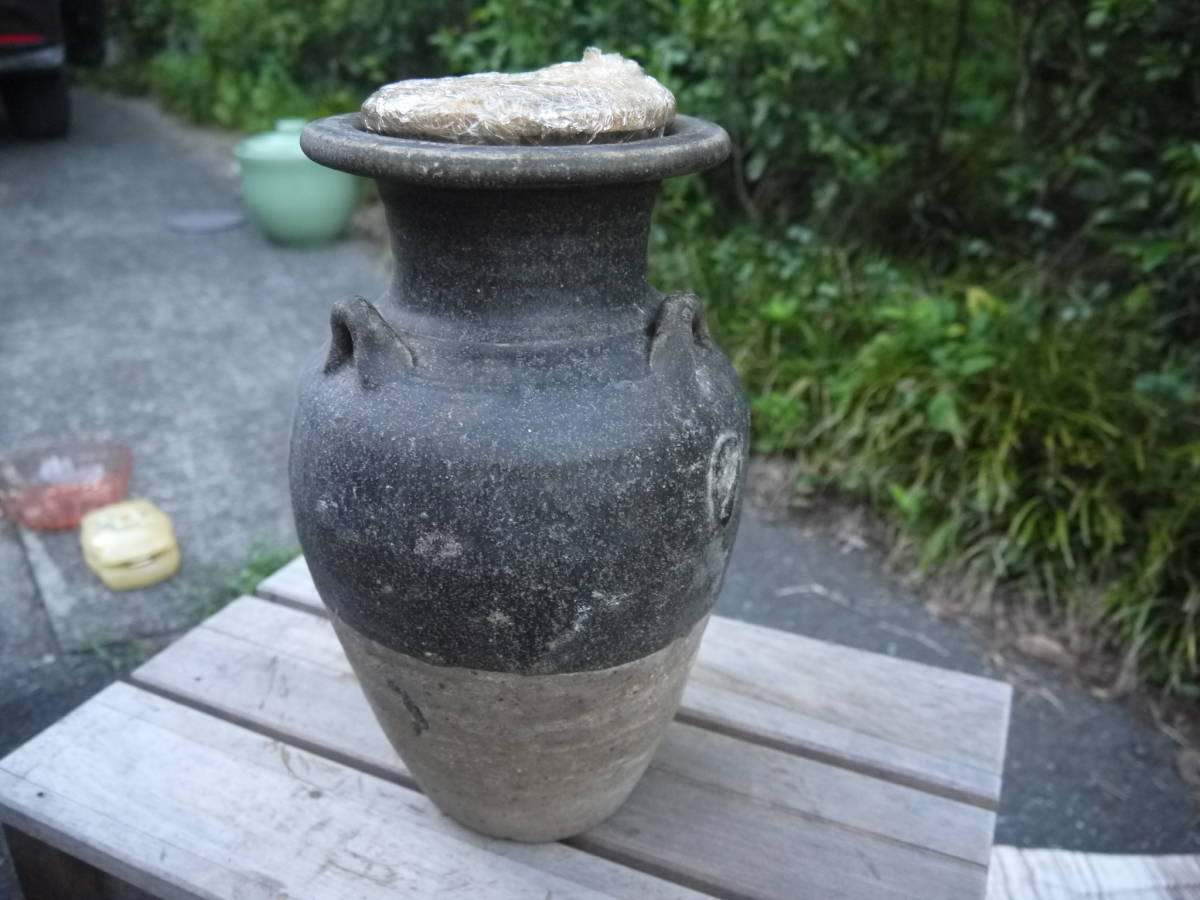 ☆クメール壺 ☆クメール壺 褐釉四耳壺 「直径17cmx高さ29cm」