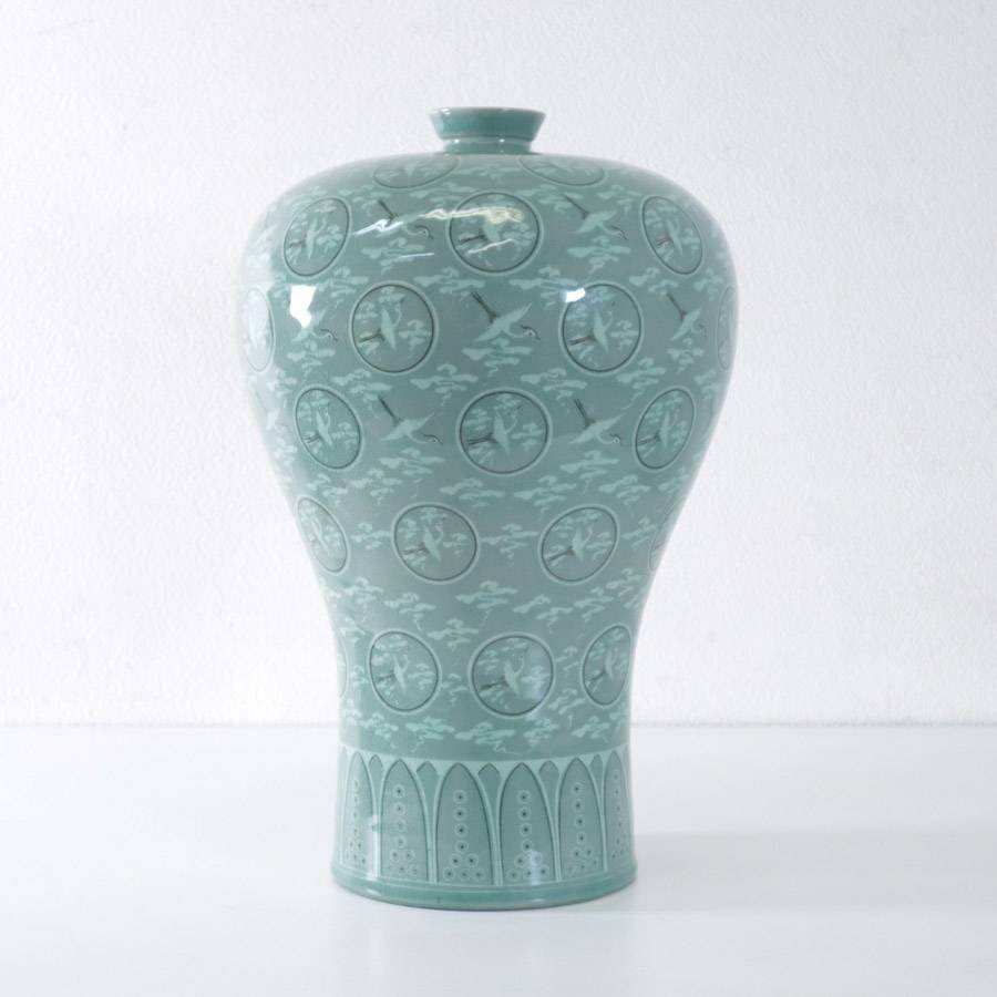 韓国・青磁象嵌1輪瓶・花瓶・未使用品☆常識の範囲の価格