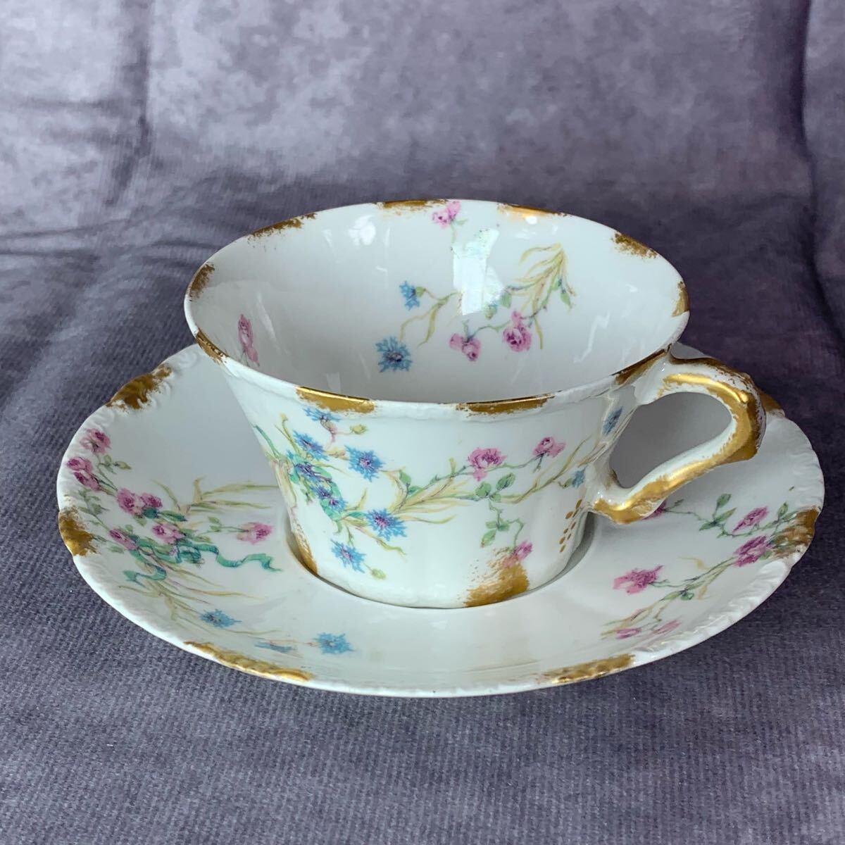 アビランドリモージュ アンティーク カップ ソーサー 花柄 ティー