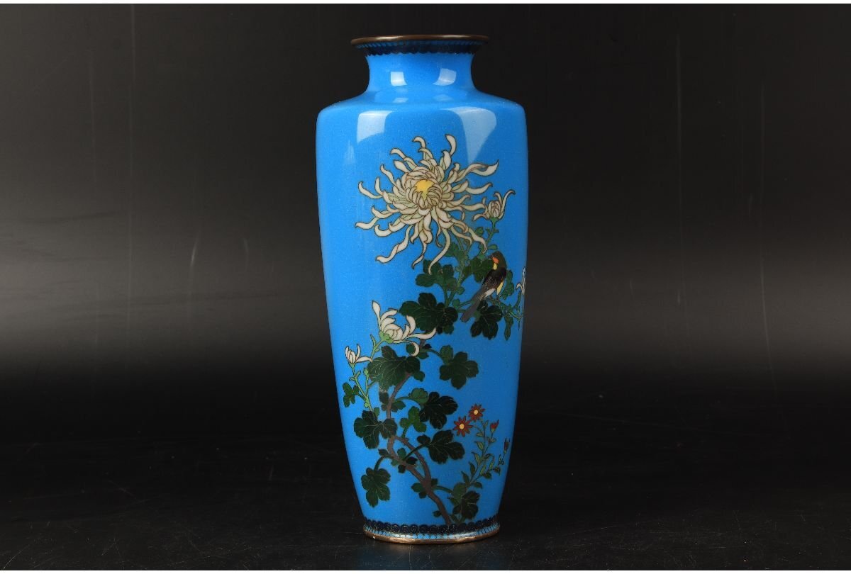 中国古美術品 清の早期 康熙 染付 青花風景筒瓶 H22.7×W7.9cm 合箱