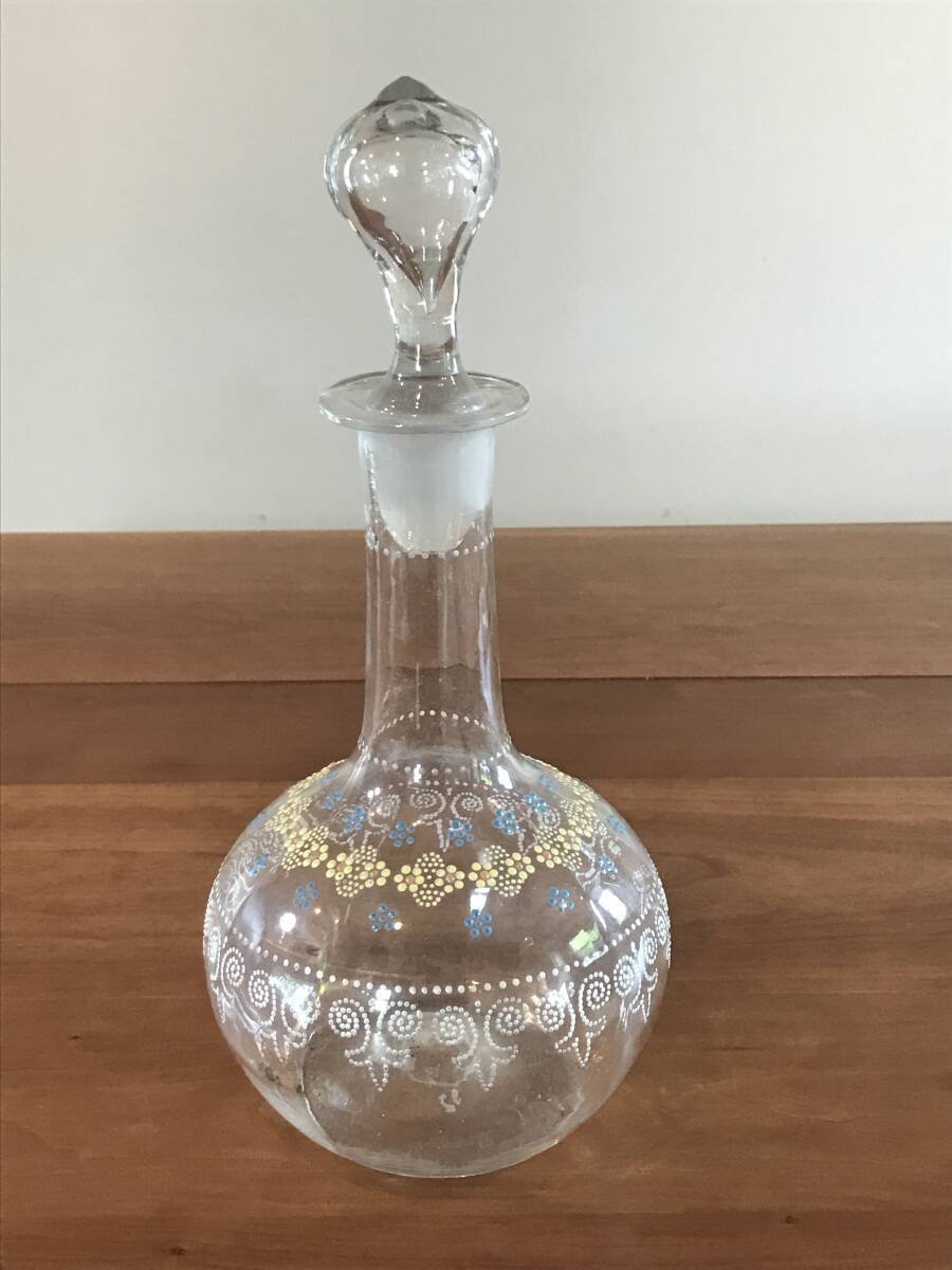 希少】江戸ガラス デキャンタ 木箱付き アンティーク 時代ガラス 希少