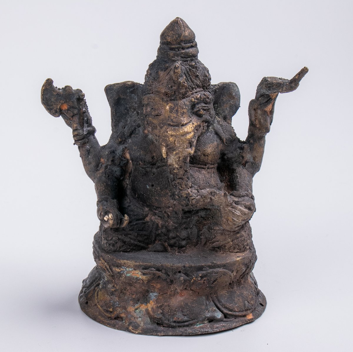 時代物 銅造 ヒンドゥー仏 ガネーシャ 仏像 E2014 骨董 古玩 唐物 茶道具