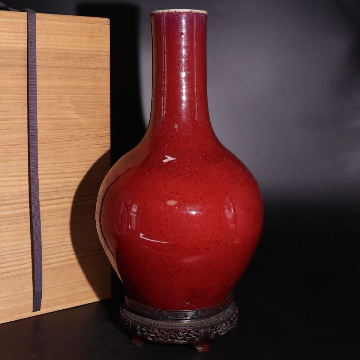 中国美術八角面取壺花瓶花器氷裂貫入骨董