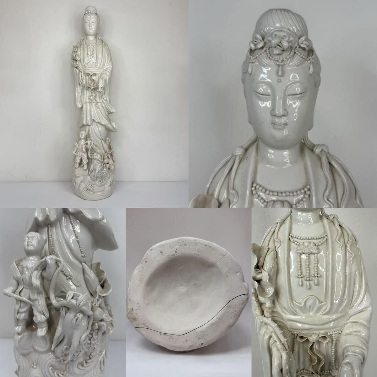 中国美術 白磁徳化窯 寿老人置物 初だし品 A