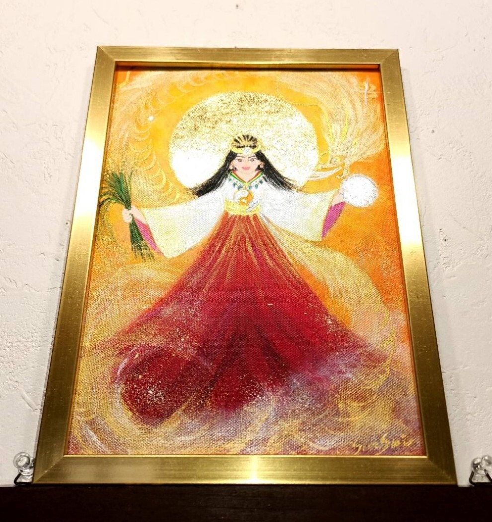 尾形松仙【松仙会主宰】油彩【尾瀬の朝】 油彩スチール額装 肉筆画 真