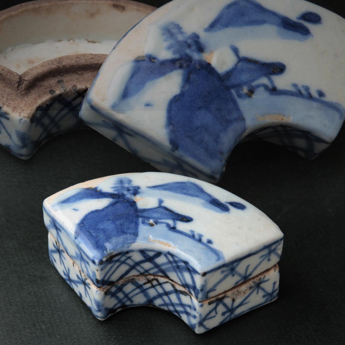 値下しました‼香合 古染付扇面香合 | 京都寺町の骨董品店 古美術いもと