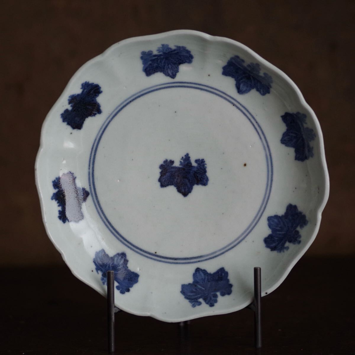 アンティーク 骨董 古伊万里 染付 こんにゃく印判 桐文様 桐 蕎麦猪口