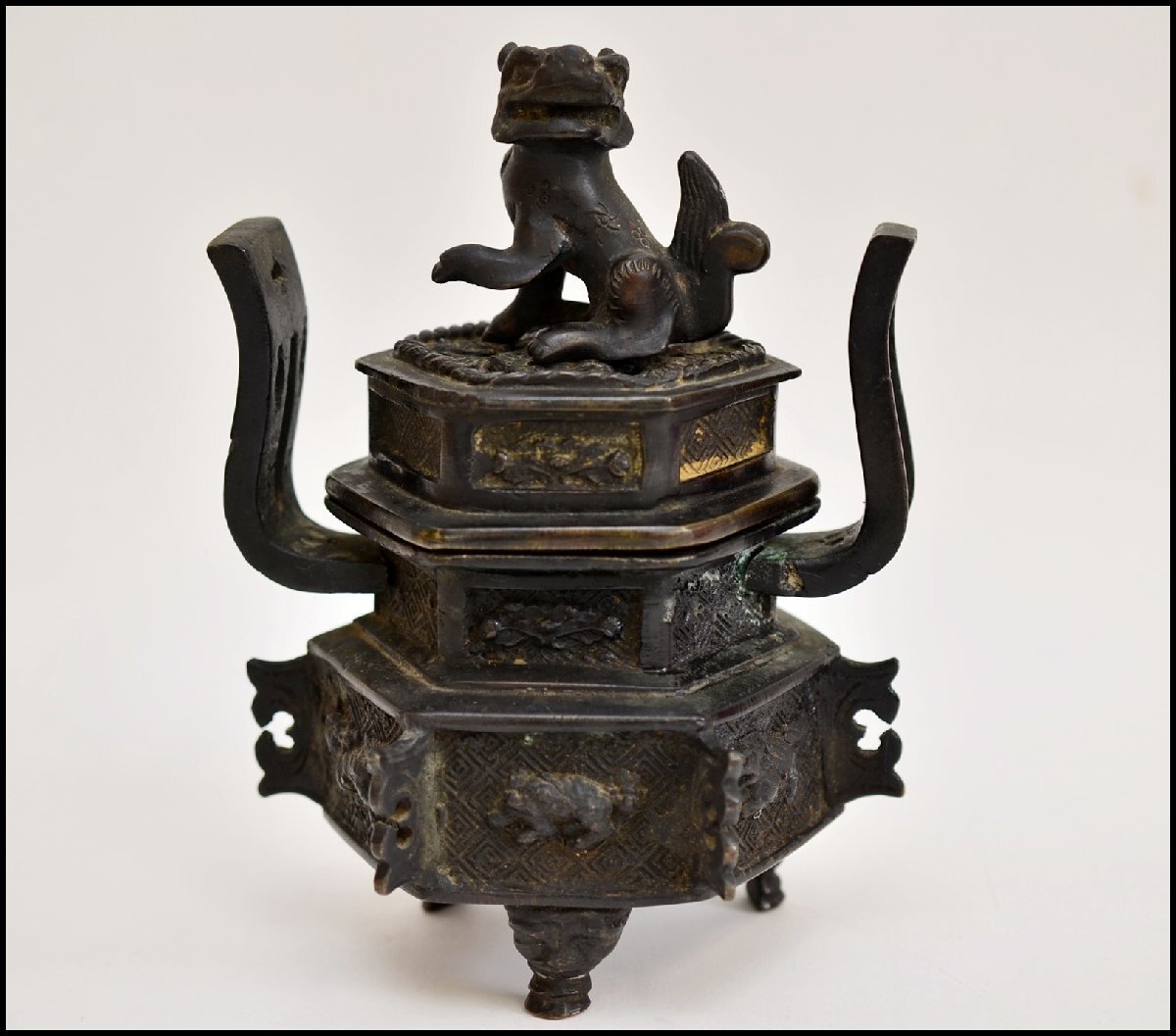 中国』 アンティーク 練物 獅子鈕蓋爐 香炉 置物 小売 骨董 中国工芸品
