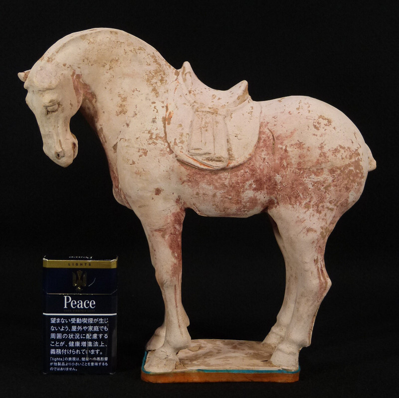 灰陶加彩人物俑 【古玄社】古代美術 発掘品 加彩／馬