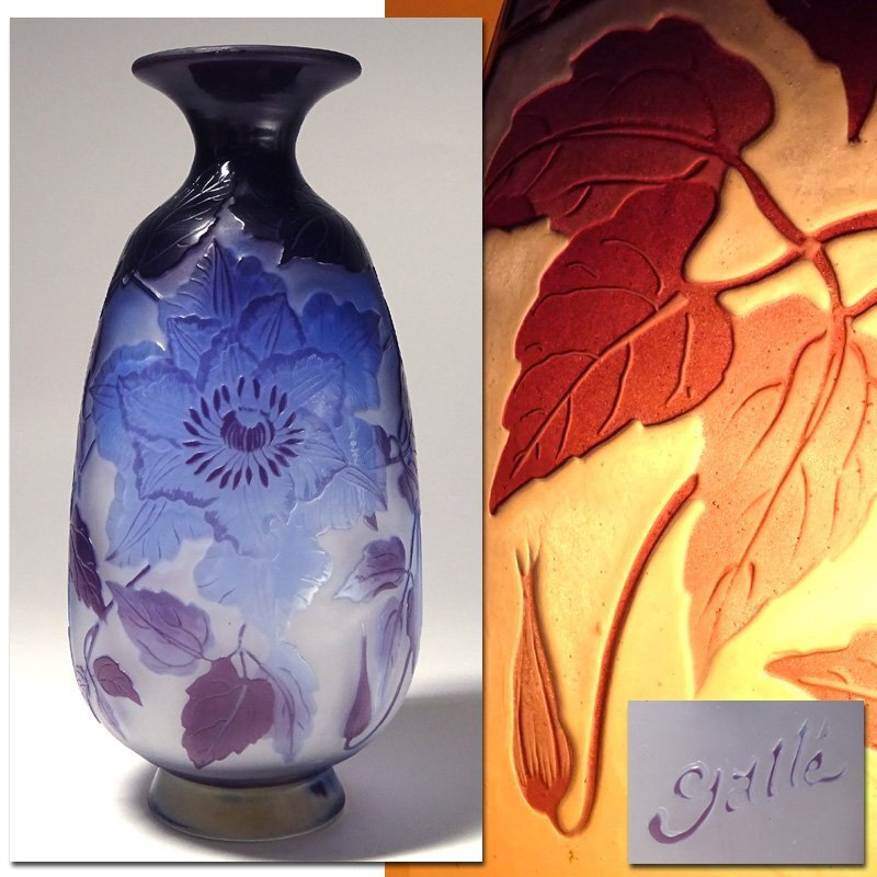 Emile Galle 【エミール・ガレ】 大型作品 ガラス工芸 高さ52cm 2.03kg