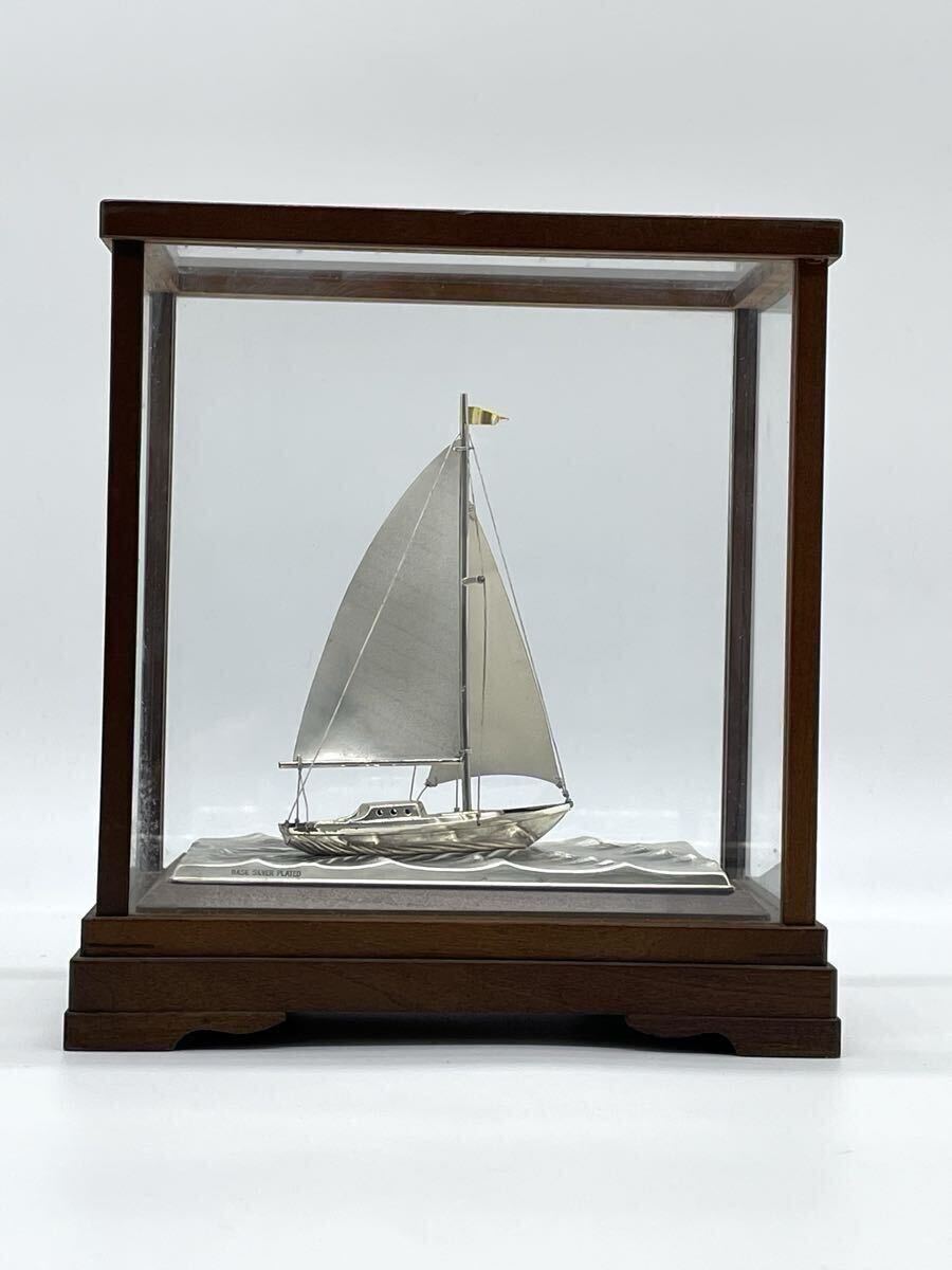 関工業 銀製 帆船 ヨット STERLING 960 シルバー 置物 ガラスケース