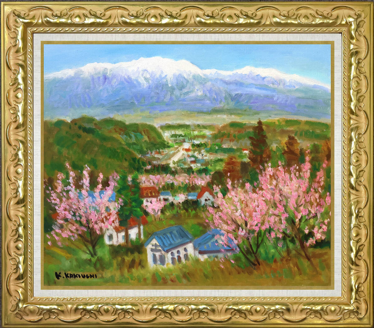 油彩 垣内カツアキ「バラの壷 F4」 油彩 垣内カツアキ「バラの壷 F4