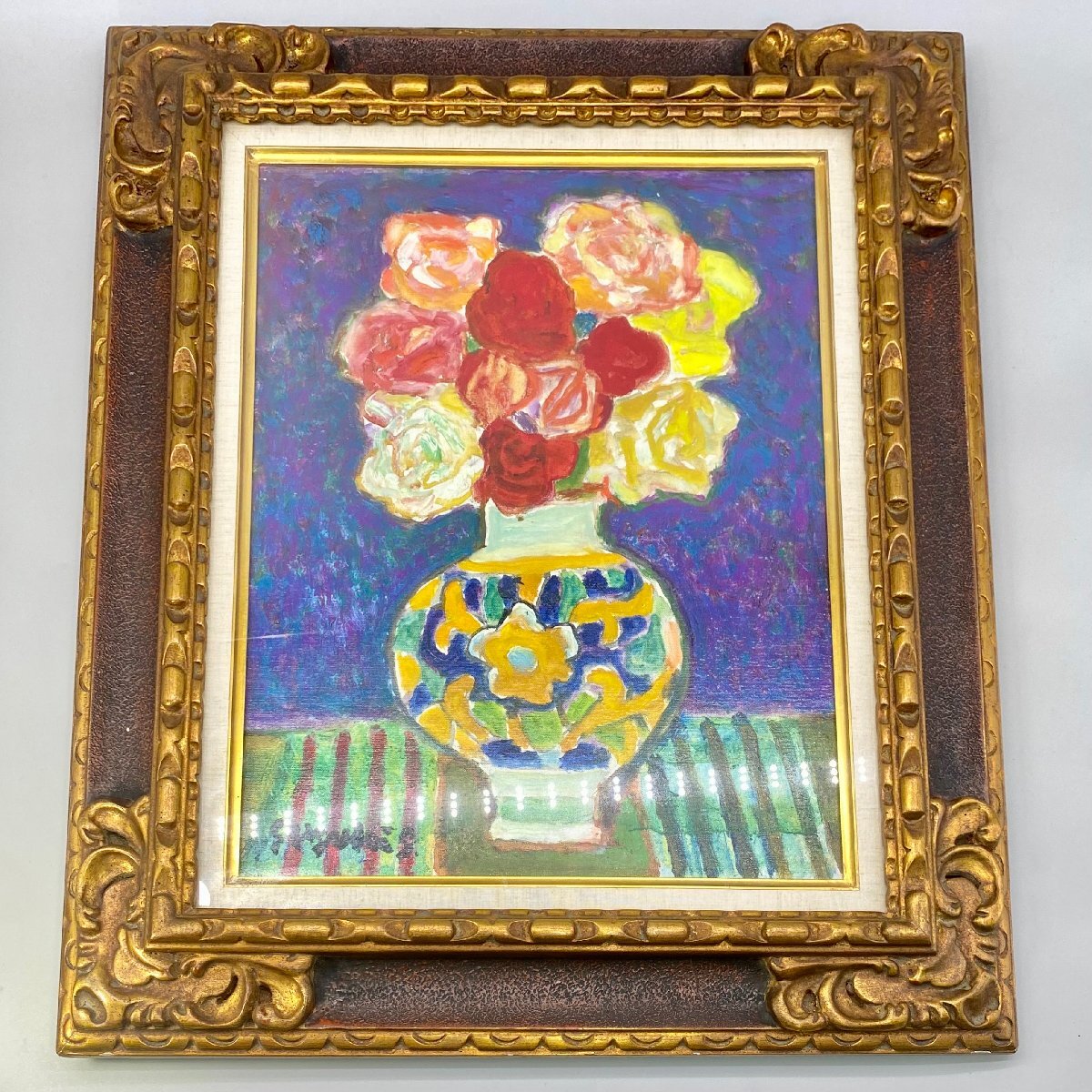 鈴木信太郎 薔薇 油彩画 鈴木信太郎 薔薇 油彩画 鈴木信太郎 ばら