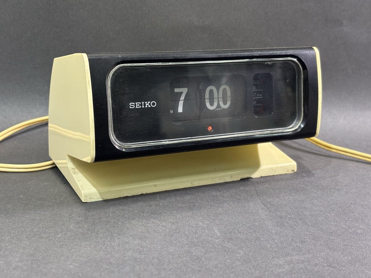 昭和レトロ 動作品 ナショナル ラジオ付 パタパタ時計 スペースエイジ