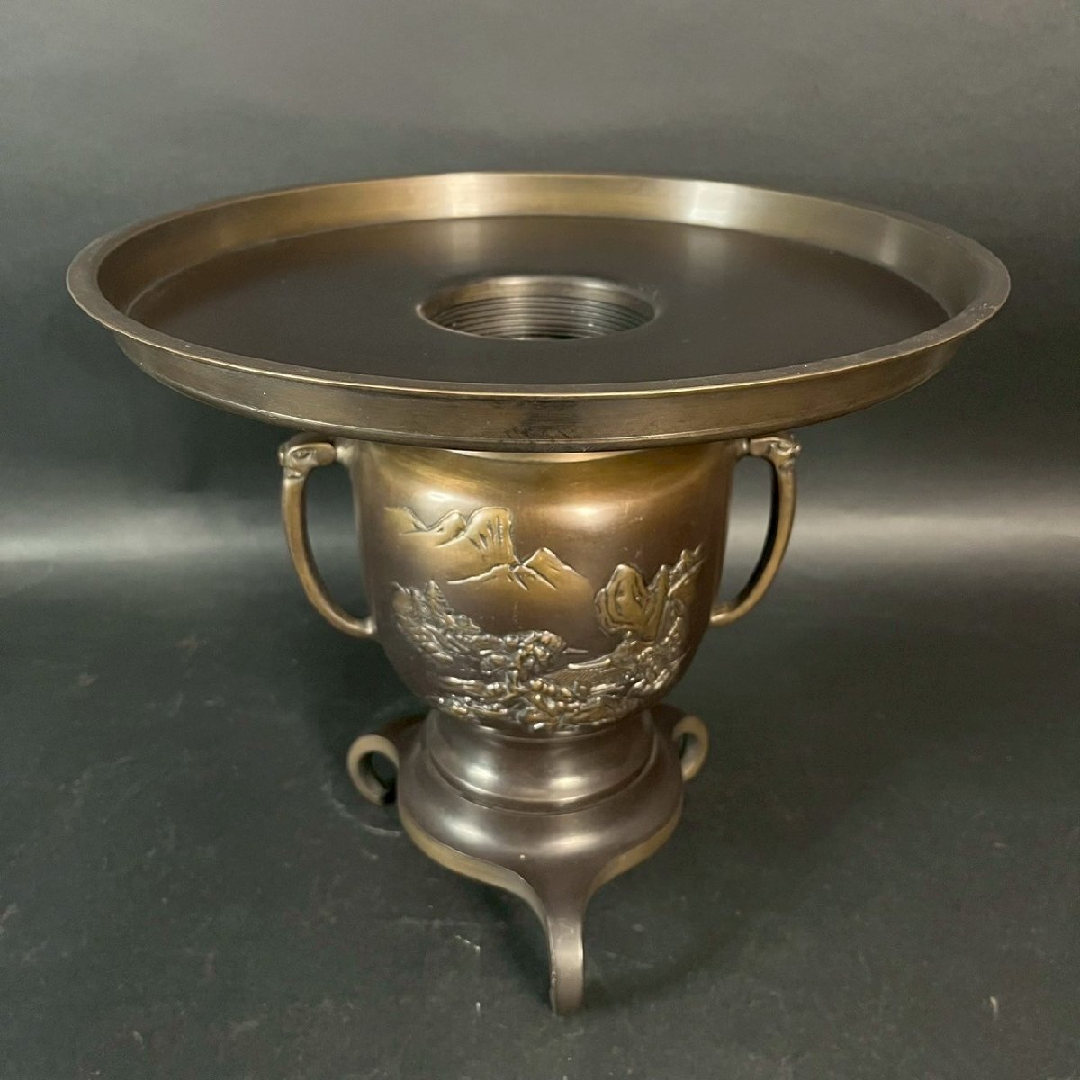 AG63 中光作 薄端 唐子 花入 花器 唐銅製 華道具 薄端花器 唐銅 中光