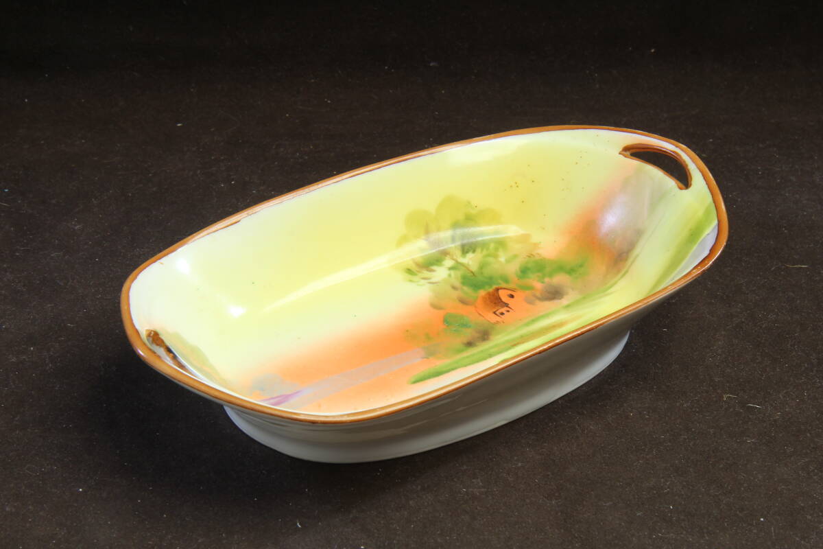 E954 】 超名品 大正期～昭和初期 ノリタケ ハンドペイント鉢＆小皿二