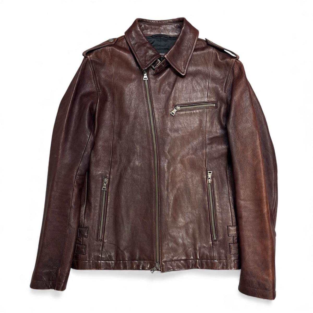 Yahoo!オークション -「burberry black label レザーライダース」の