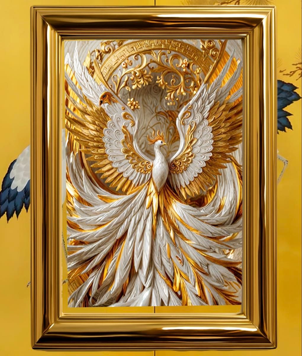 開運と招福 鳳凰 『縁起額縁付きグラフィックアートピクチャー