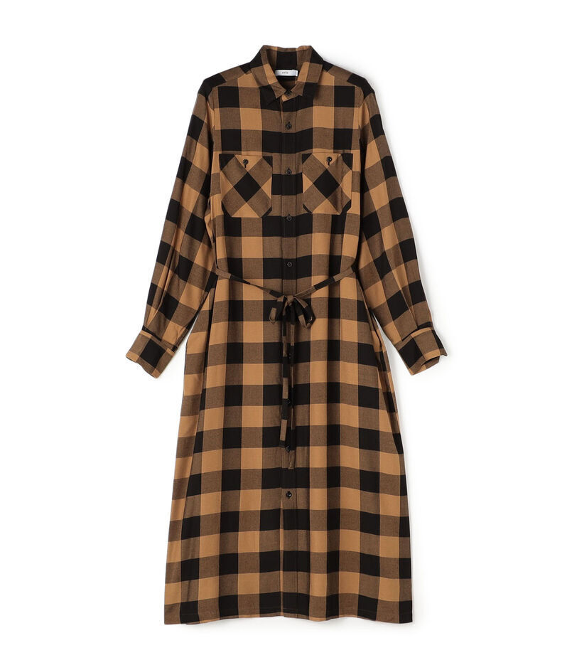 25aw HYKE PLAID COAT ハイク プレイド コート コヨーテブラウン