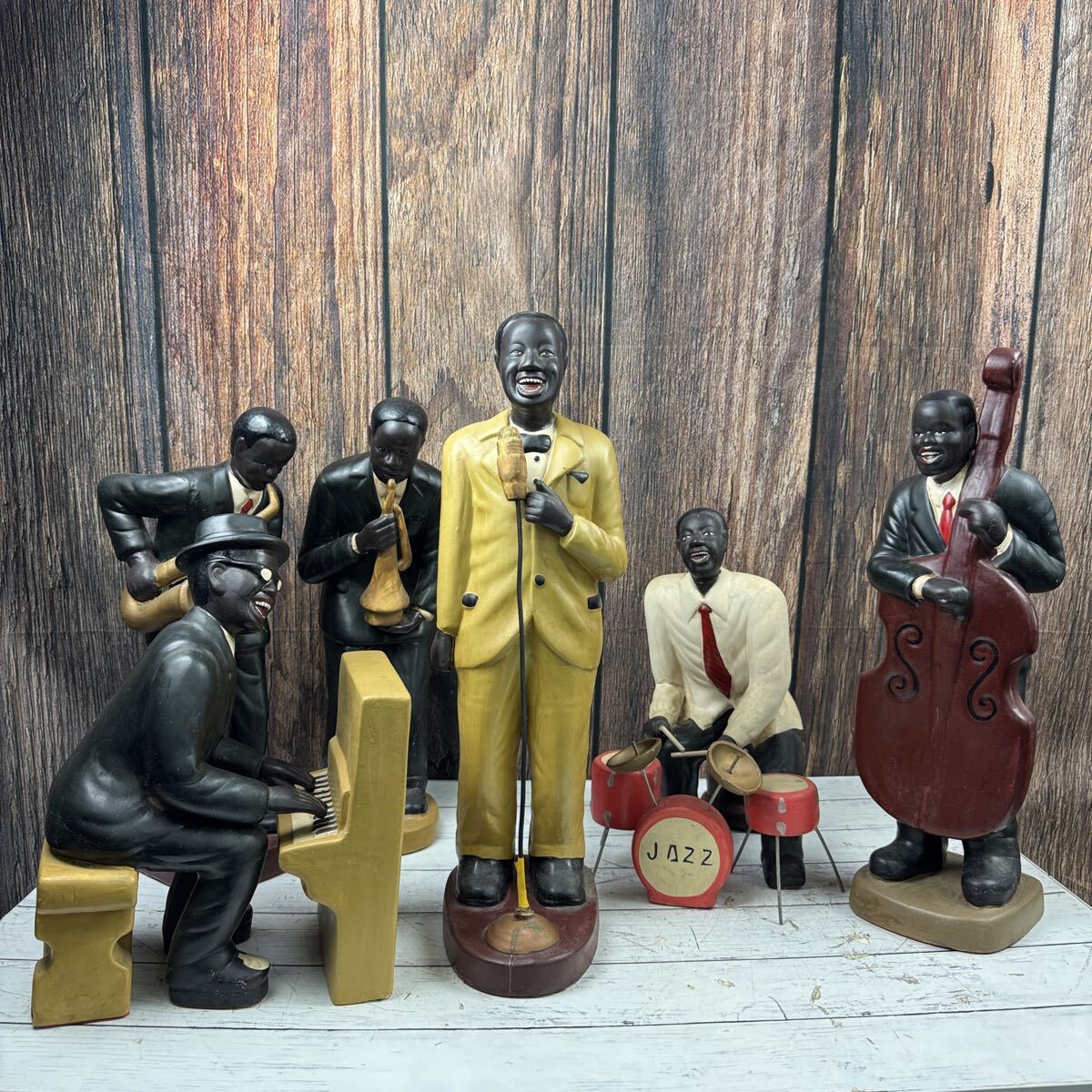 ジャズバンド フィギュア 4体セット サックス ドラム ギター 置物