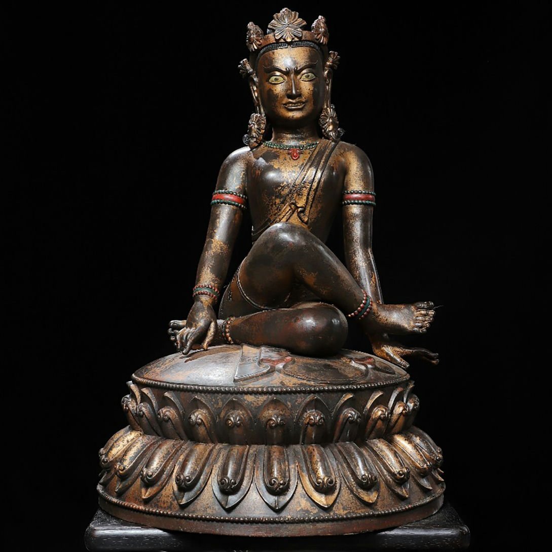 ♥小さな 観音像 銅製 観音様 仏像 仏壇 仏具 骨董 古玩 中国 レトロ