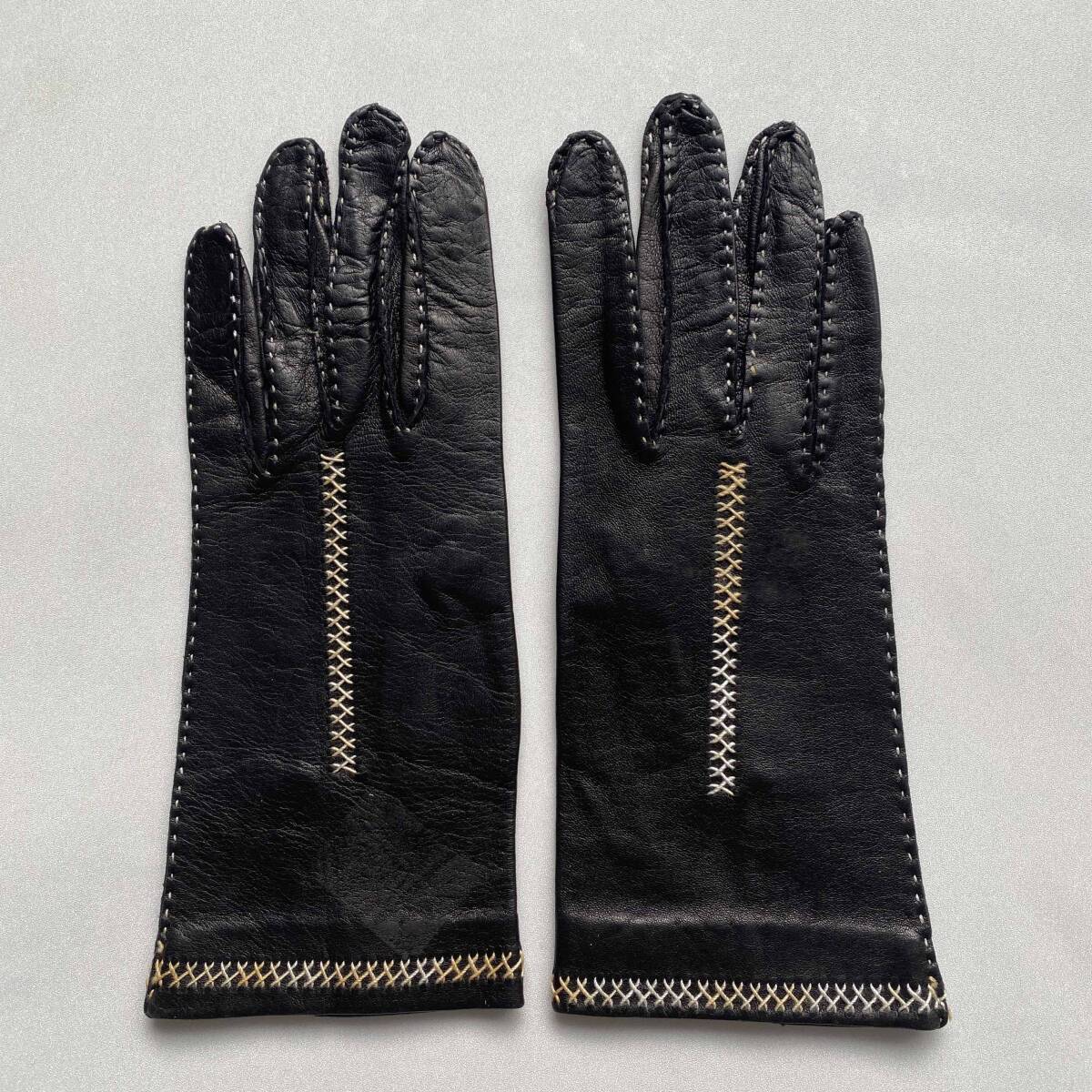 ◇89 レア 当時物 90s ヴィンテージ ダブル ジップ レザー グローブ 黒