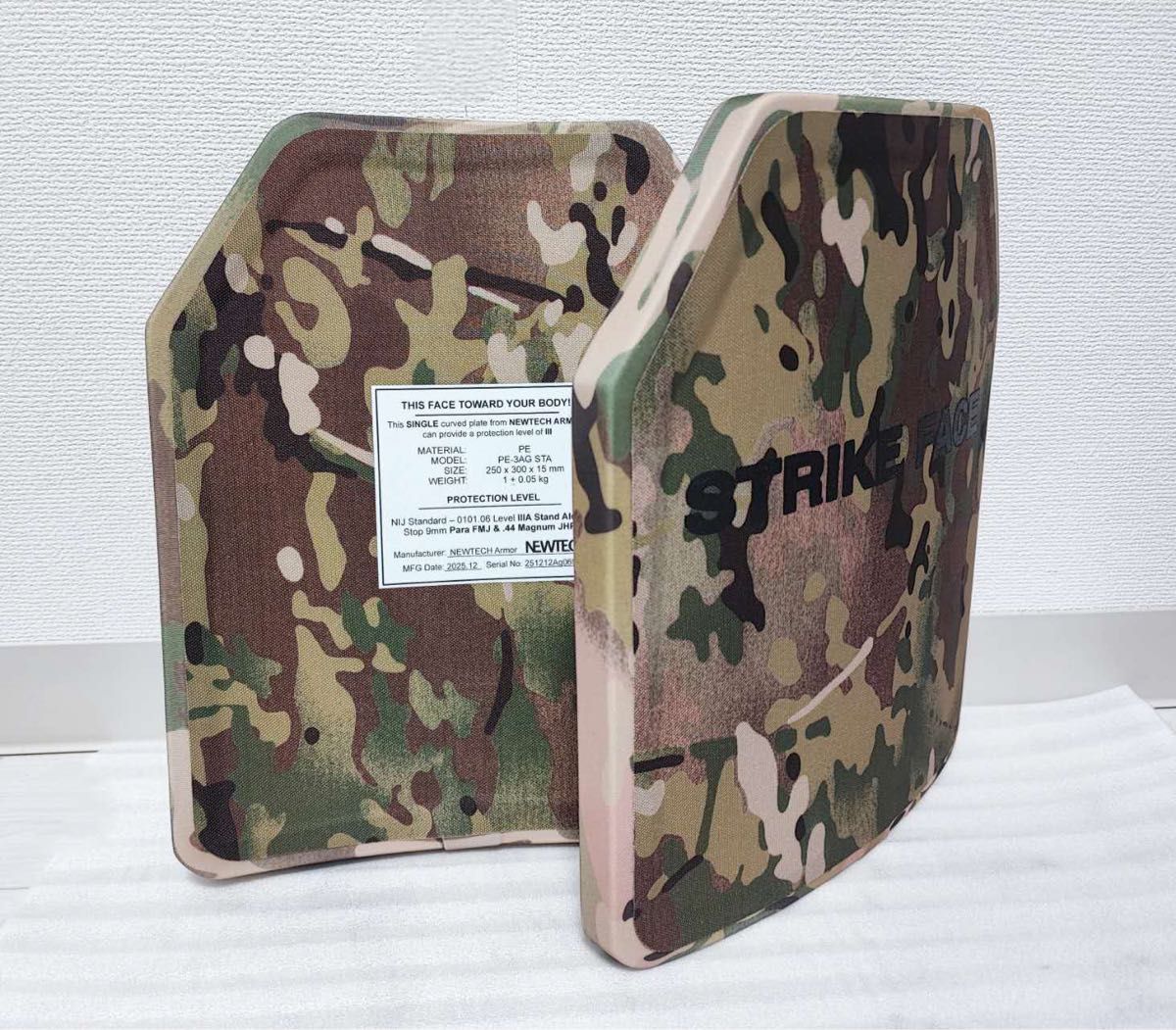 NIJ IIIA レベル3A 防弾プレート PE製 2枚 セット Newtech Armor 2026