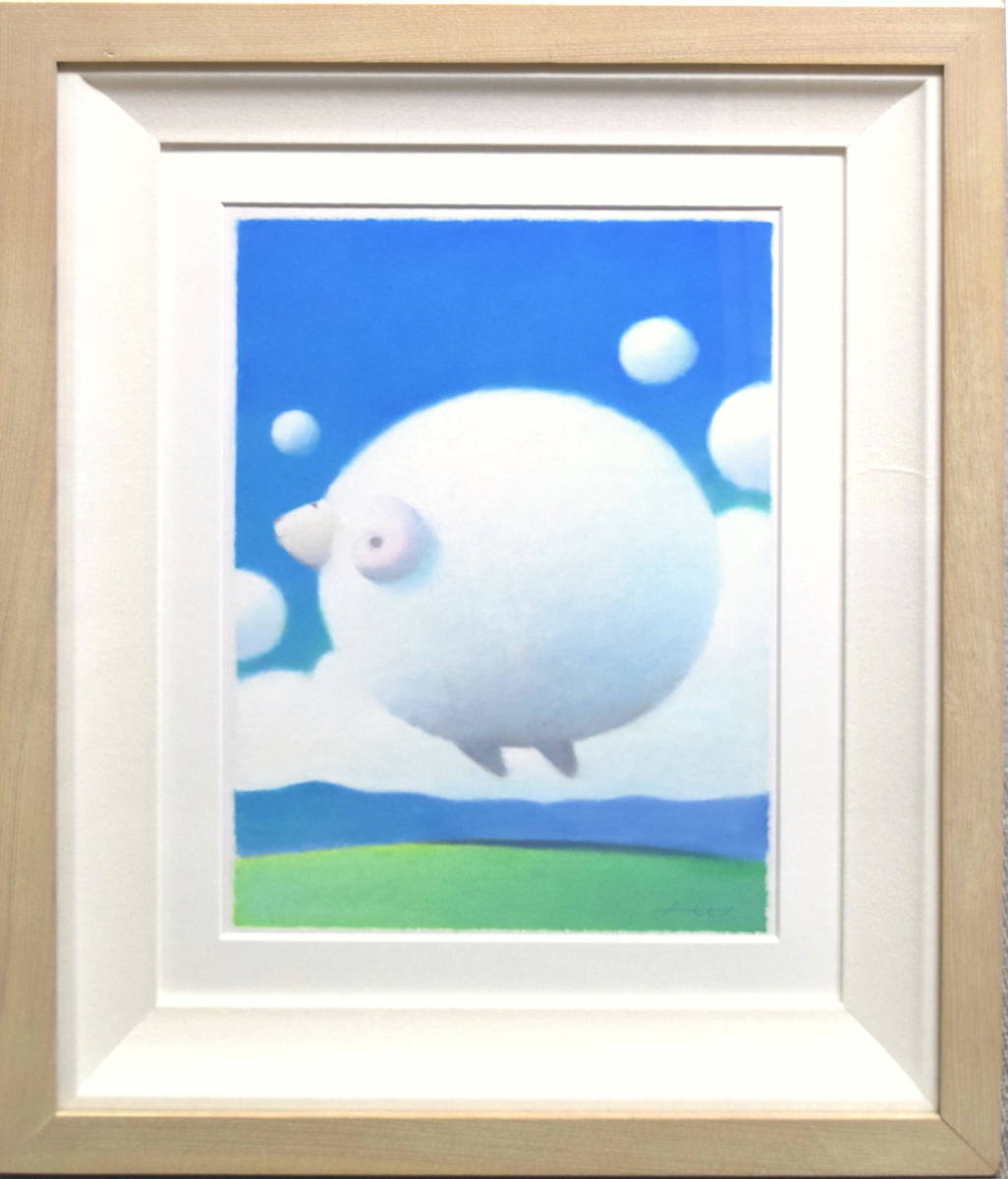 ☆渡辺宏 わたなべひろし 絵画 雲 イルカ くじら 海 青空☆インテリア