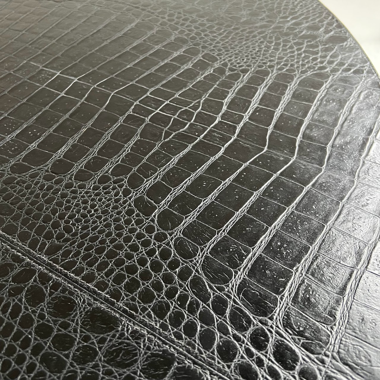 Fendi Casa Embossed Leather Faux Alligator Cocktail Table