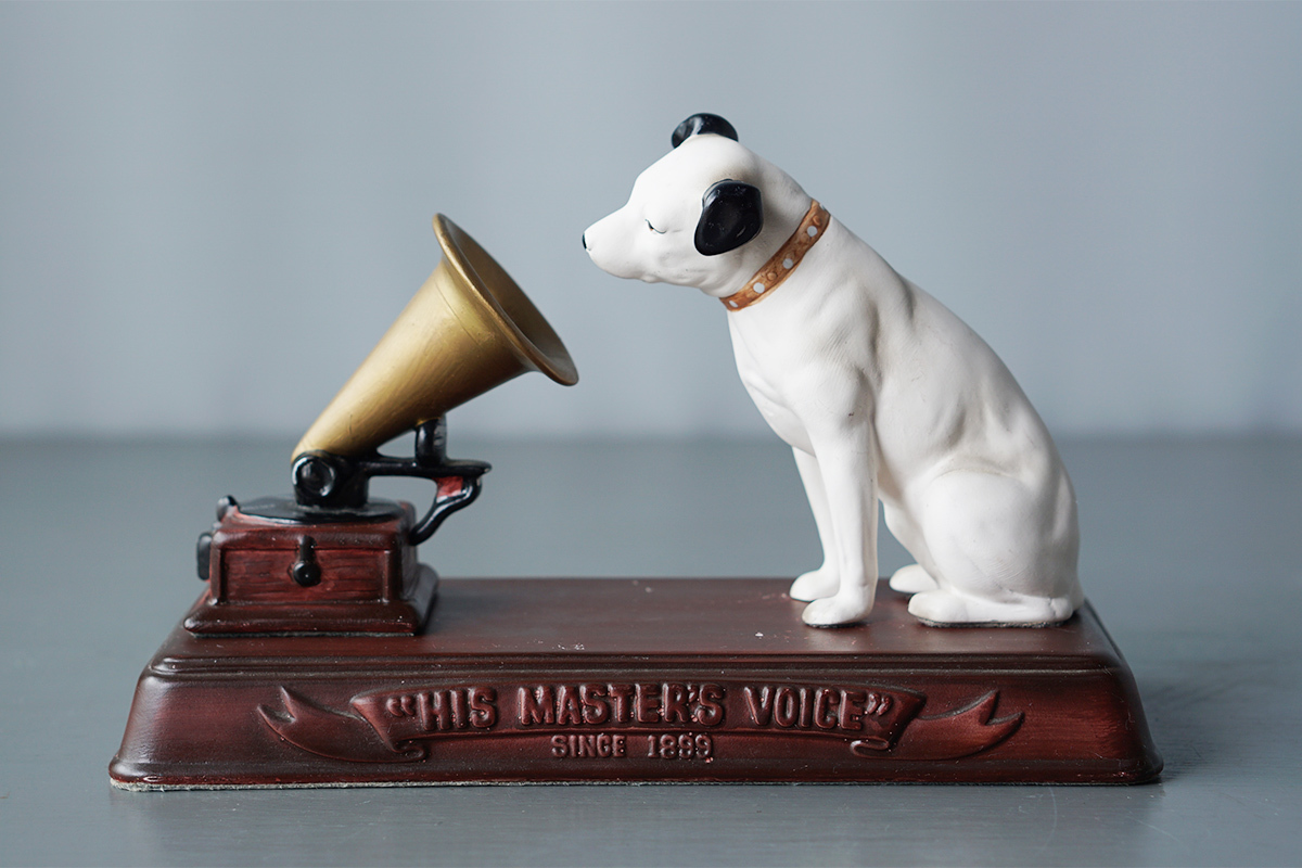 Victor ビクター犬 ニッパー 陶器製 蓄音機台座付 HMV His Master's