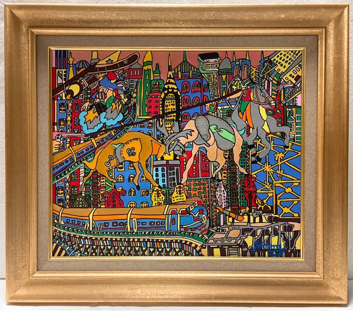 ジミー大西「サークル」F8号 手描き油彩 ジミー大西「サークル」F8号