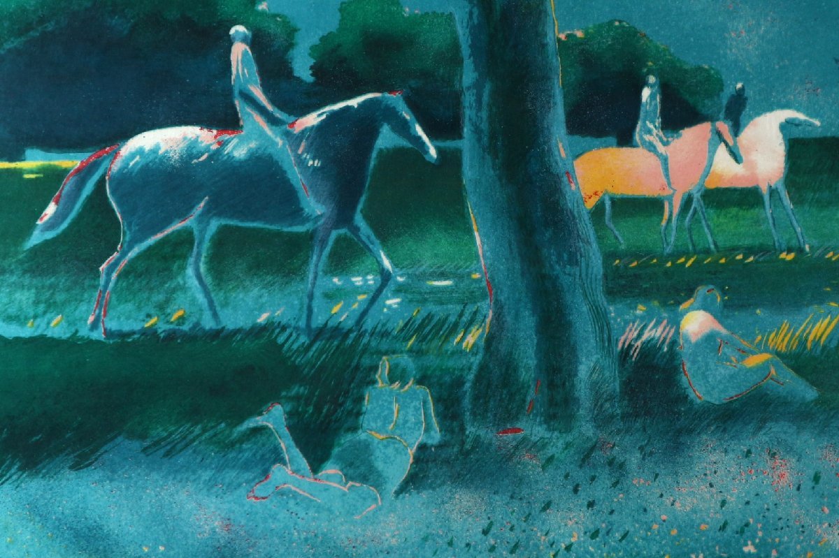 リトグラフ E.A 大判 美術 美品！ ☆ポール・ギヤマン☆「馬に乗る人