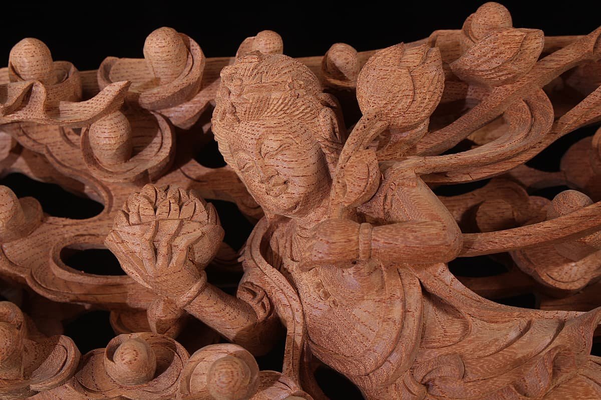 欄間 屋久杉 高級材笹杢 松竹梅 2枚 銘有り 伝統工芸 木彫り 古民家