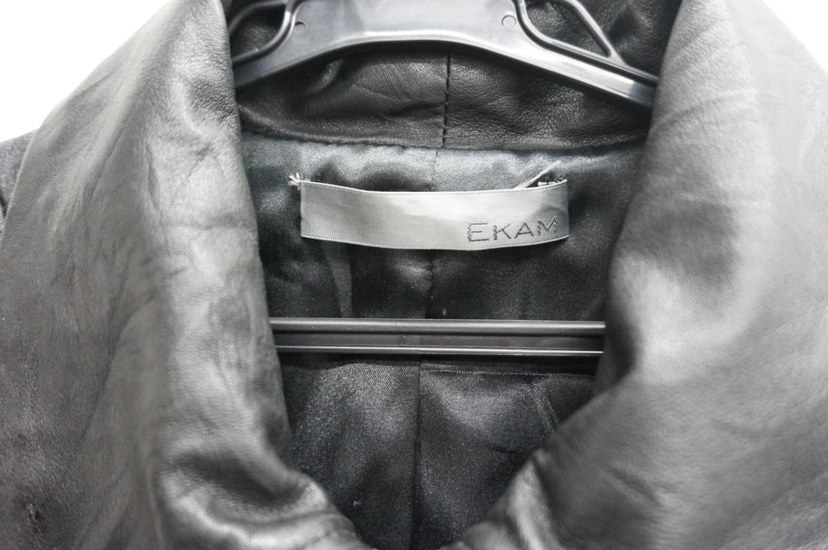 00s EKAM] シングルライダース レザージャケット S 羊革 ブラック EKAM