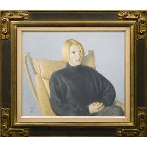 加山雄三 油彩 肉筆『裸婦』表サイン 裏サイン F8号 額装 z68