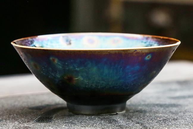 天目茶碗 曜変油滴星天目 茶道具 窯変星目盞 茶盞 茶器