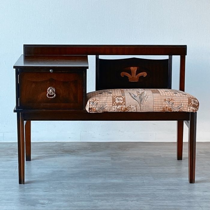 アンティーク 家具 テレフォンベンチ マホガニー材 イギリス 英国【開