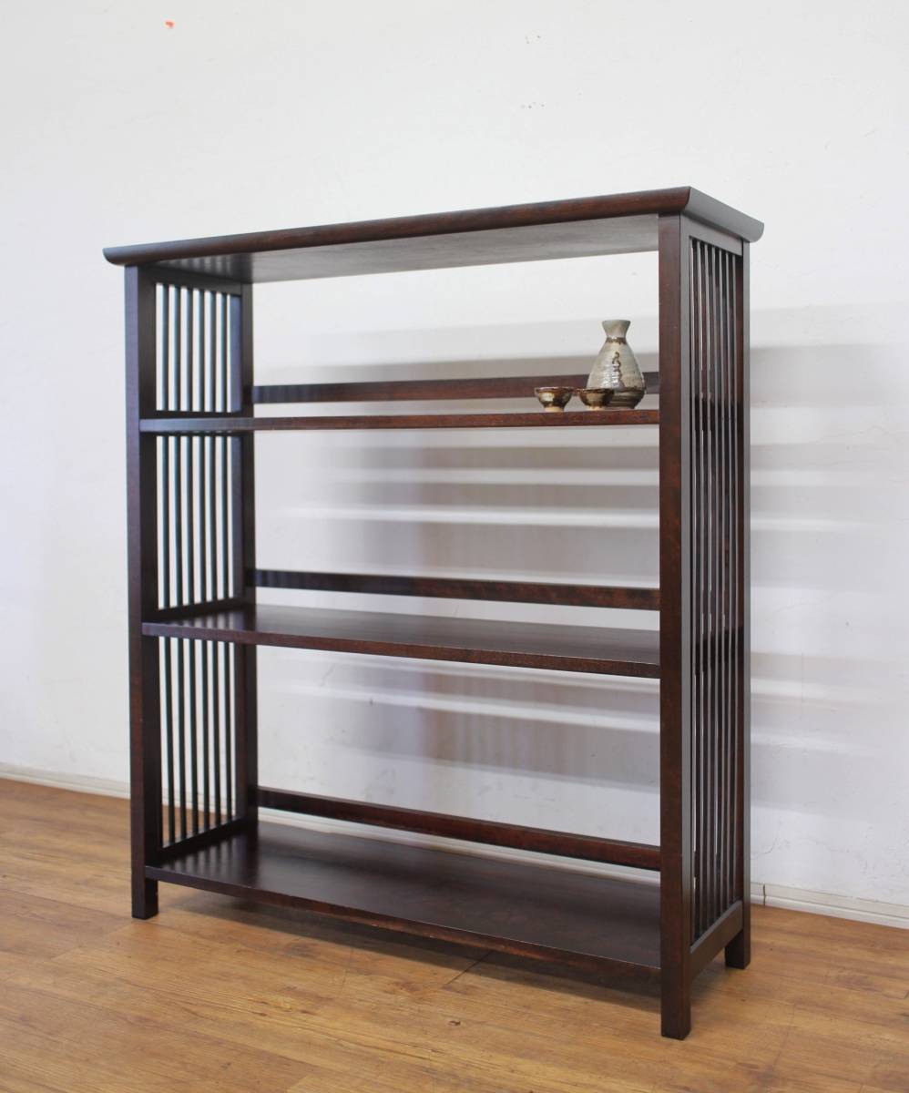 北海道民芸｜樺無垢材｜HM117｜格子｜オープンシェルフ｜書棚｜本棚