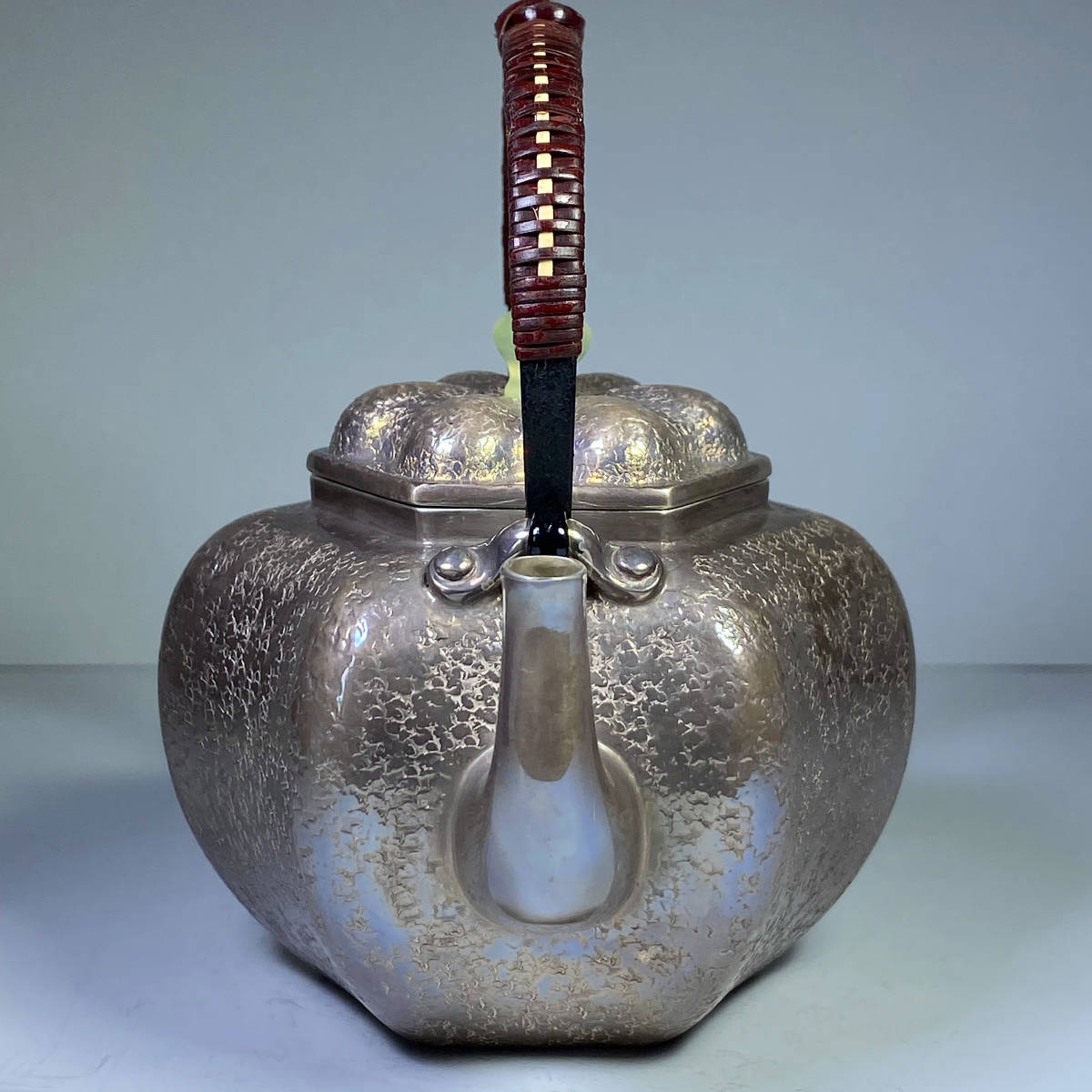 純銀製 急須 菊摘 銀瓶 煎茶道具 湯沸 純銀保証 純銀製 宮本謹製 湯沸