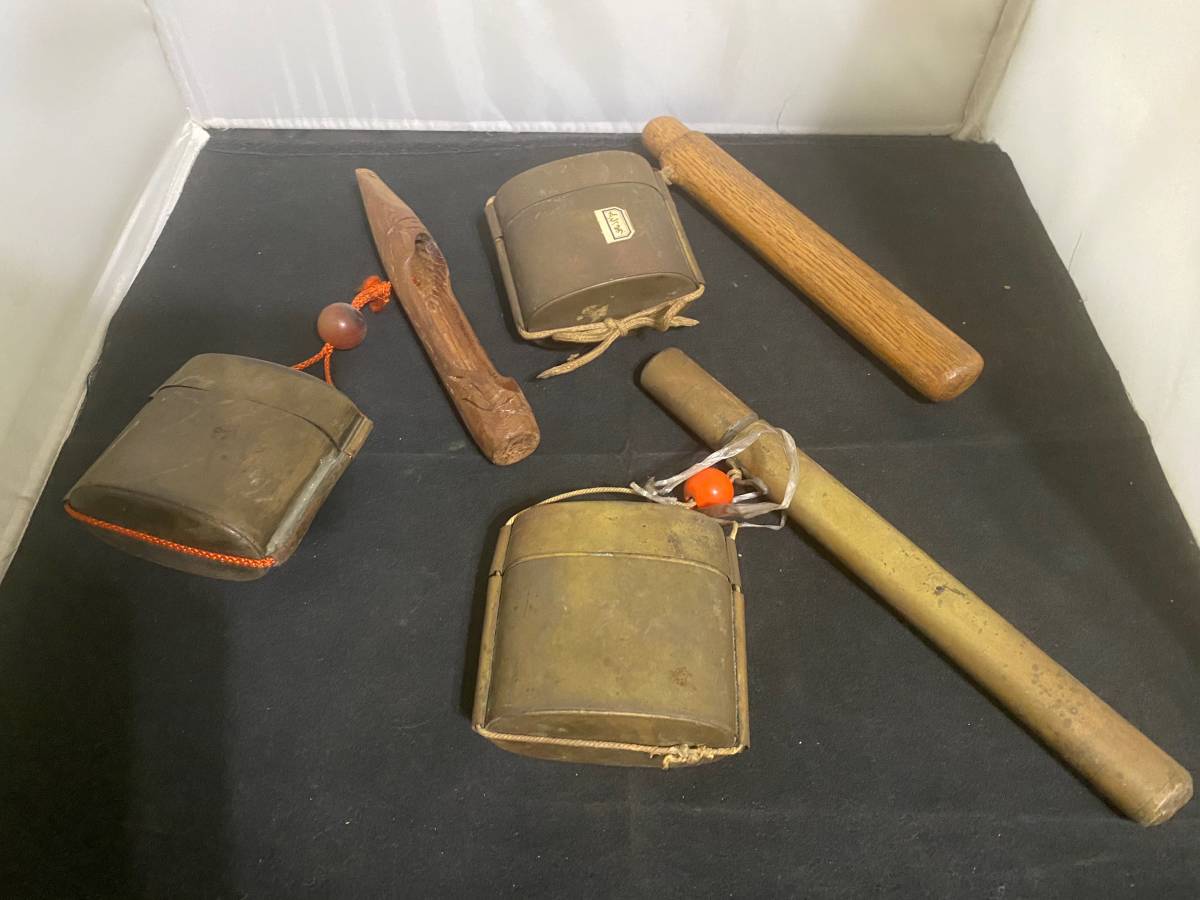 キセル入れ 煙草入れ 3点 まとめて キセル 煙管 喫煙具 金具 袋 木彫 筒