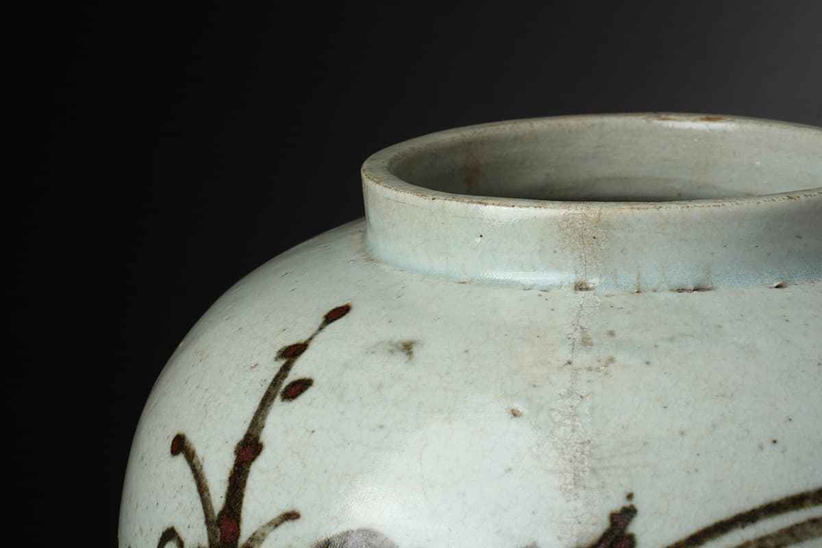 李朝鉄絵竹文花瓶 李朝期