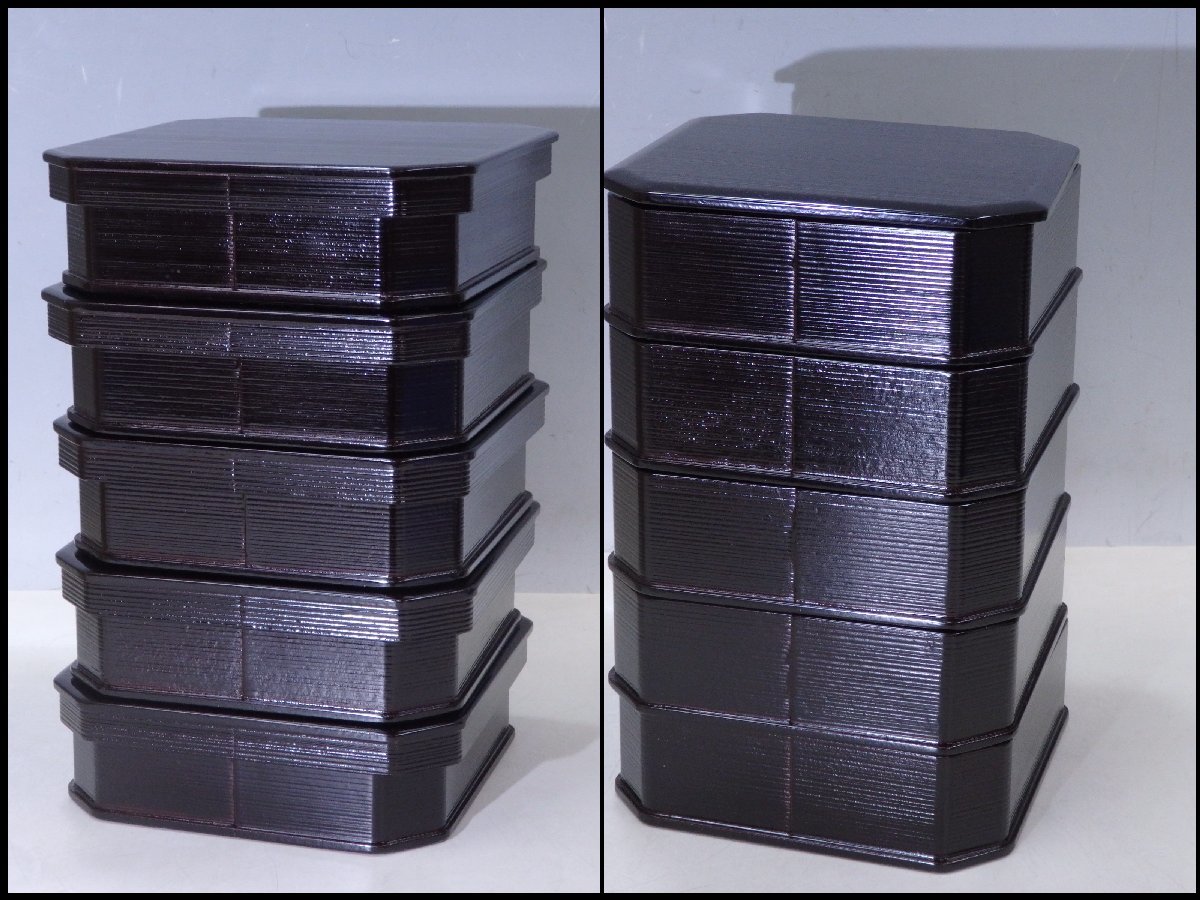 ☆美品！塗師 二代目 助田宗明【木製 縁高重 共箱・栞】五