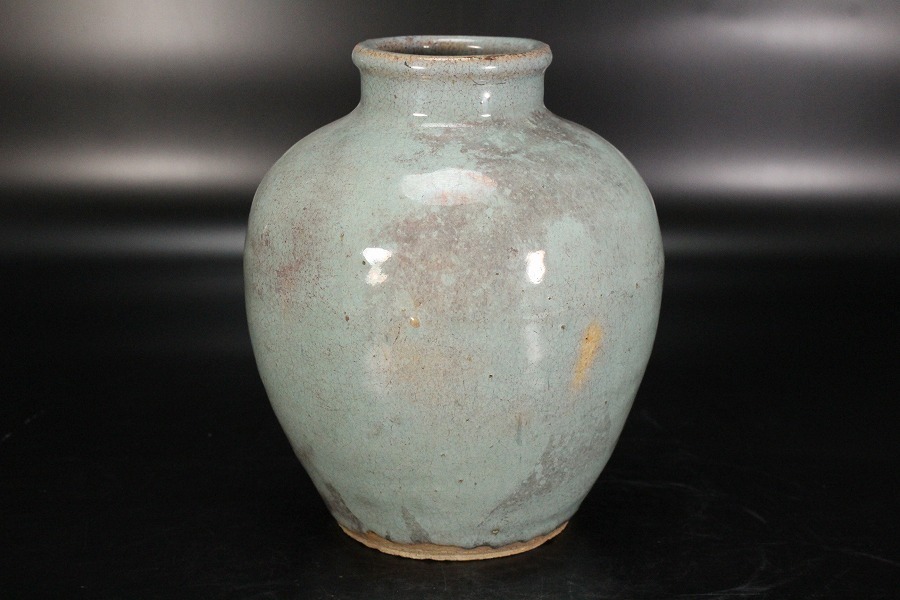 中国美術 三文字 四耳 瓶 高29cm 磁州窯 旧家蔵出 中国美術 三文字 四