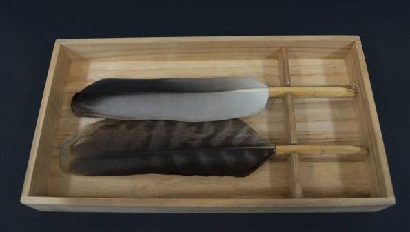 閑寂堂旧家蔵出時代 羽箒 二本セット 箱付 ⁄茶事 茶道具□ 【閑寂