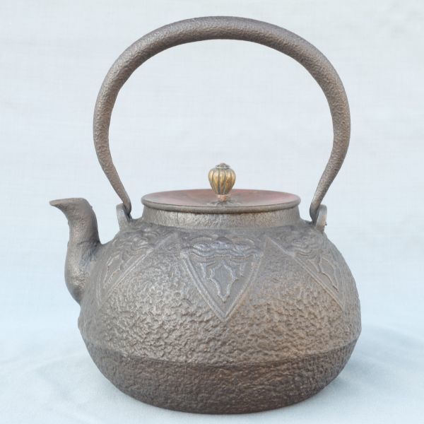 創 古玩 名人 斑紫銅蓋 饕餮紋 煎茶鉄瓶 水漏れ修理無し 健美極品(