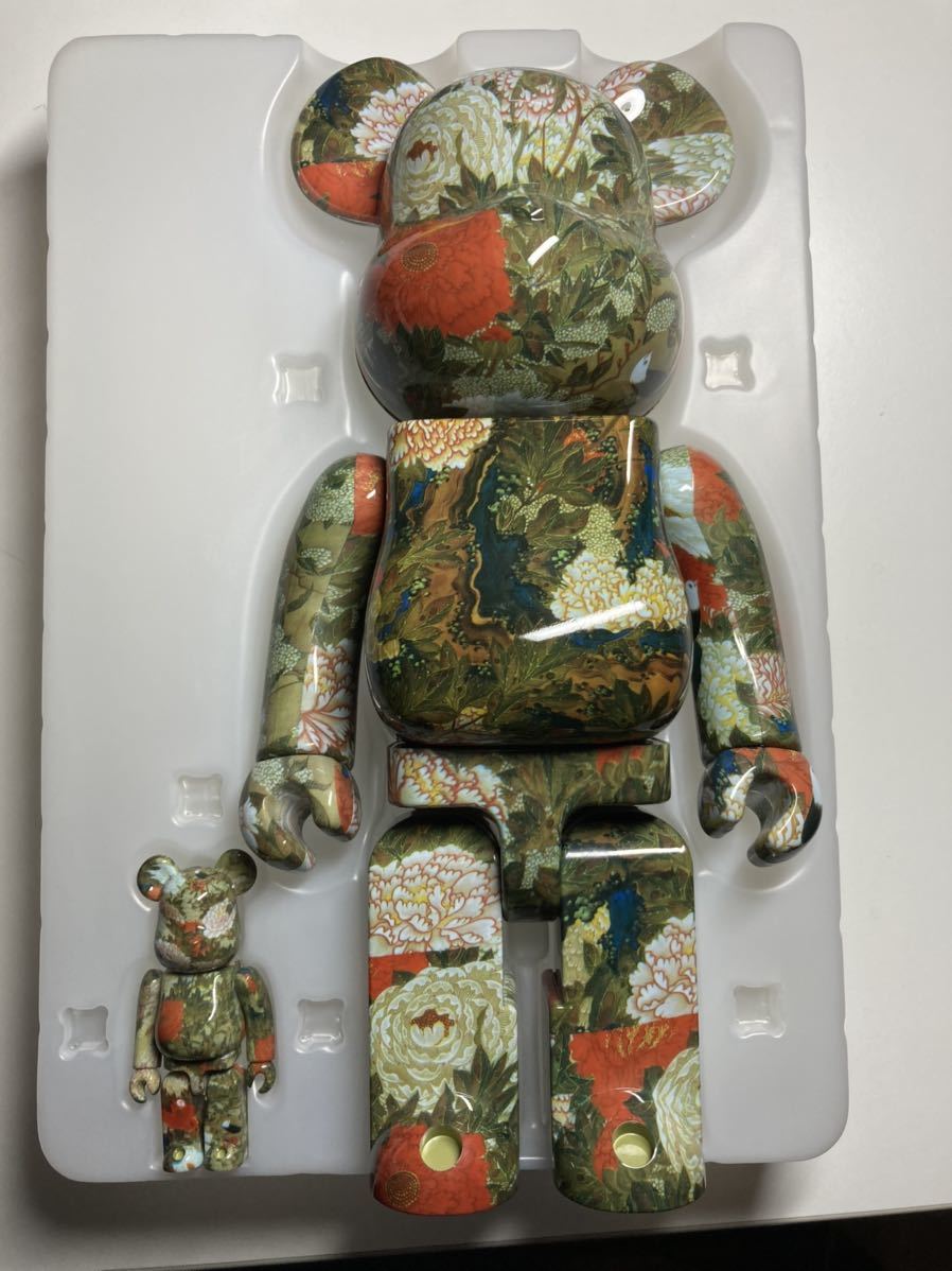 3個セット BE@RBRICK 伊藤若冲 牡丹小禽図 100% & 400%