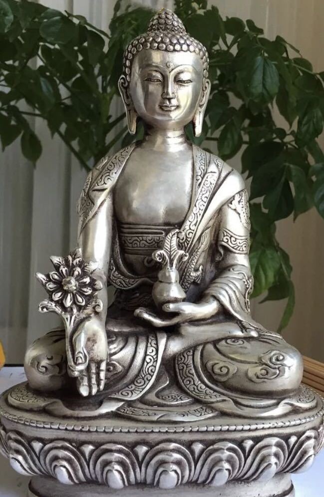遅日亭古銅 白銅 チベット仏 鳥上坐観音像 彫刻 仏像 987g 仏陀