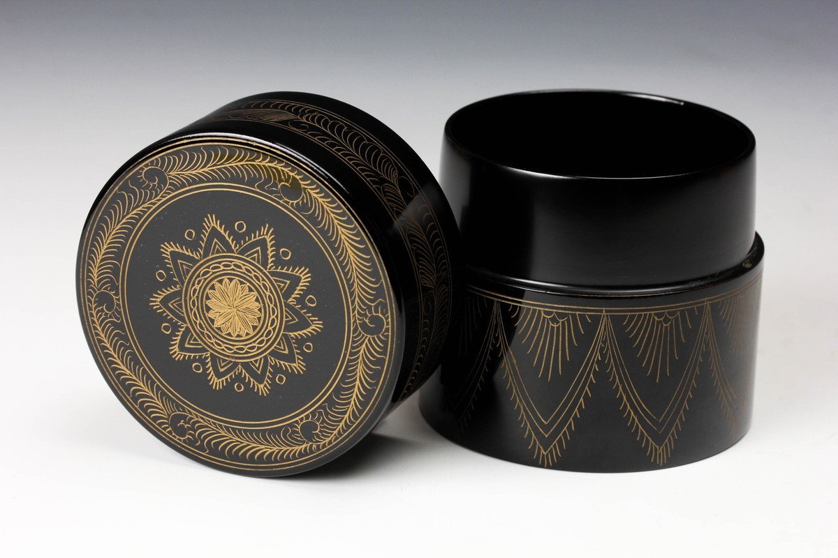 茶道具 中村湖彩作 根來塗 金輪寺 棗 共布共箱 V 9799 -