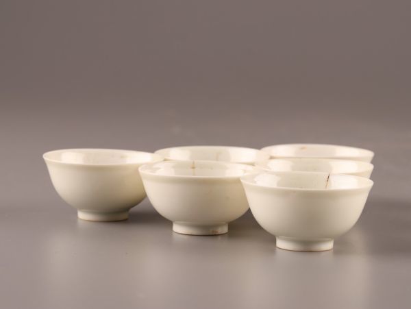 中国古玩 唐物 煎茶道具 白磁 煎茶碗 六客 時代物 極上品 初だし